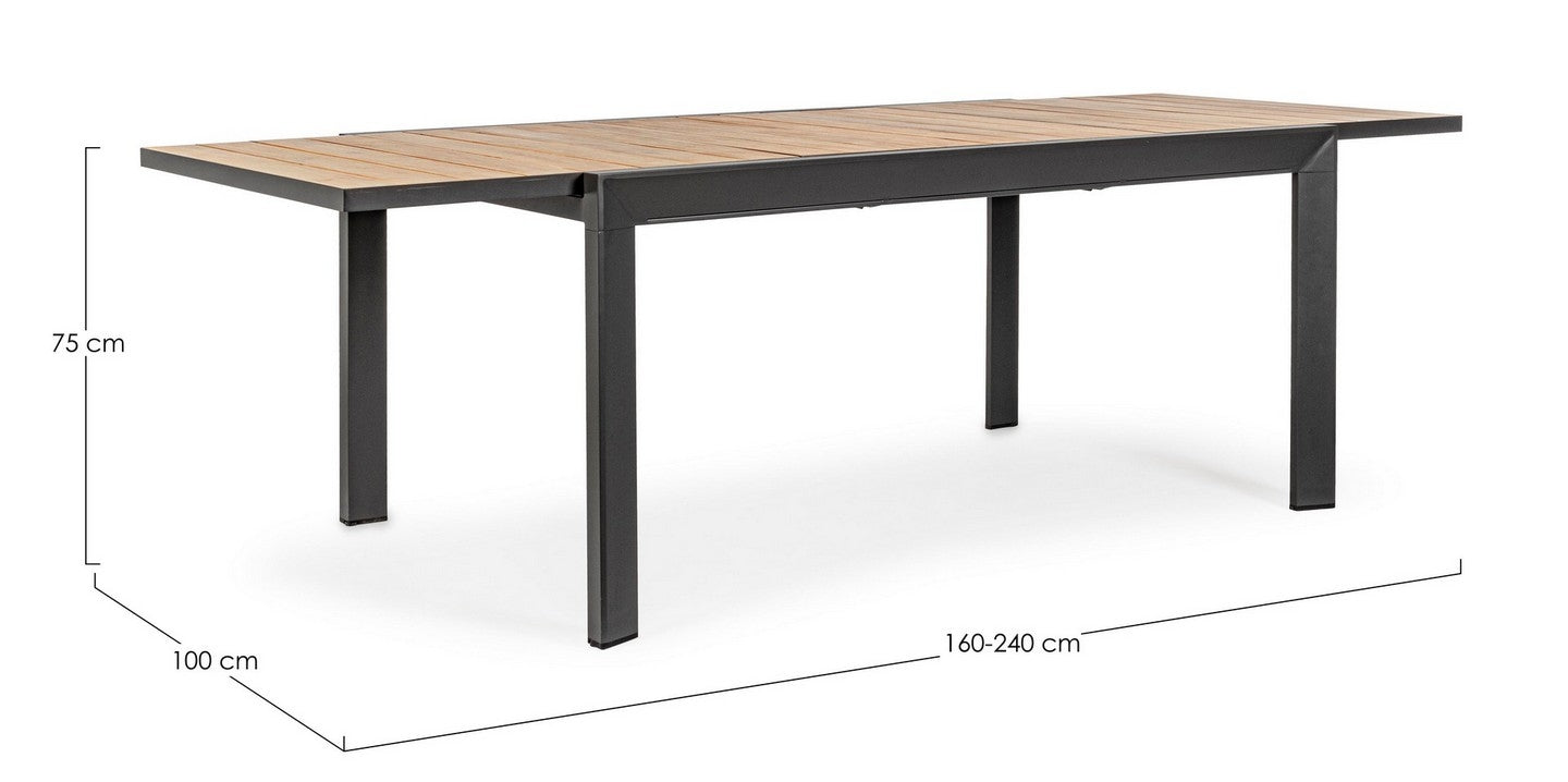 Tavolo in alluminio 160-240X100 antracite YK13 BELMAR - Bizzotto