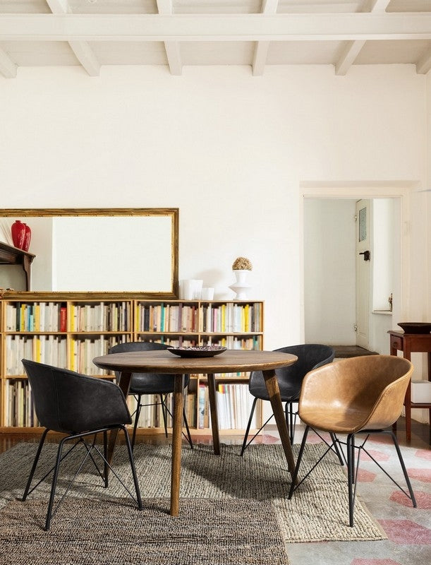 Sedia in ecopelle nera/beige WARHOL - Bizzotto