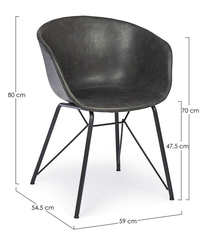 Sedia in ecopelle nera/beige WARHOL - Bizzotto