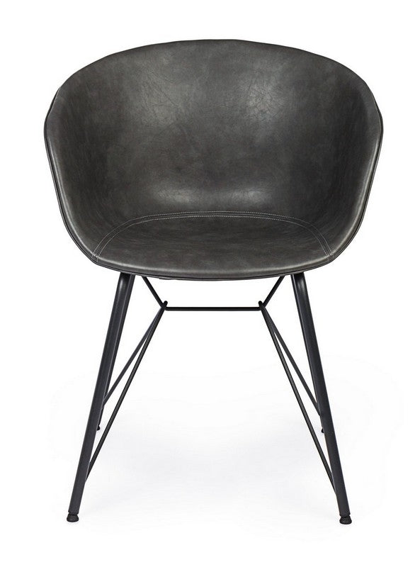 Sedia in ecopelle nera/beige WARHOL - Bizzotto