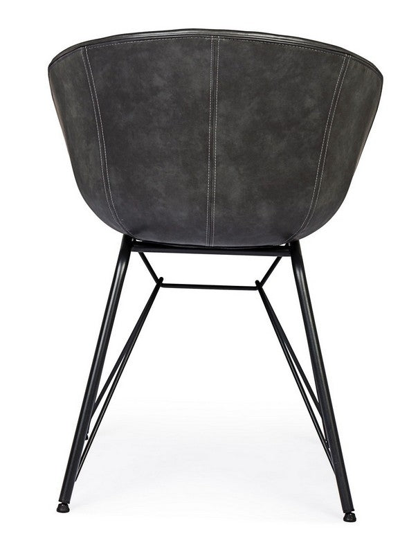 Sedia in ecopelle nera/beige WARHOL - Bizzotto