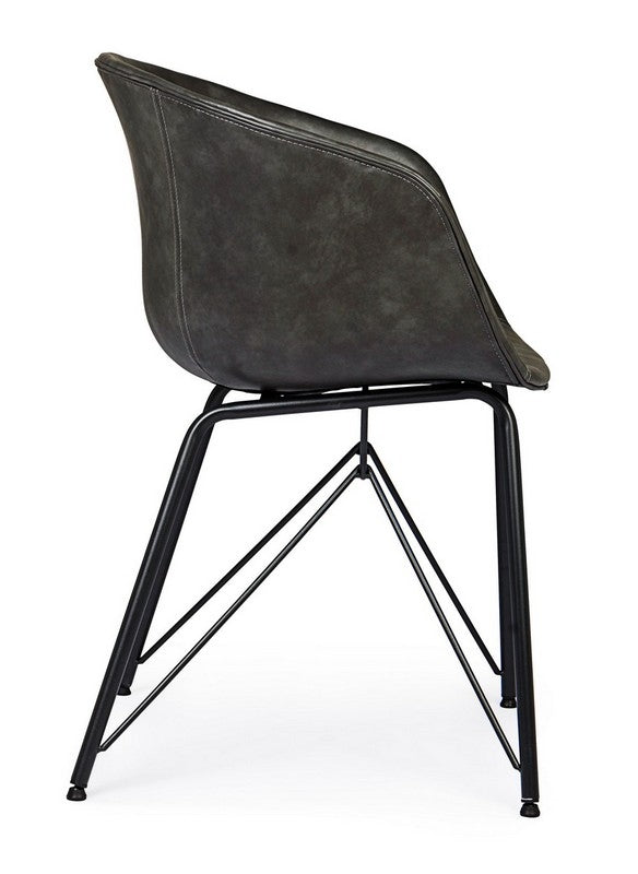 Sedia in ecopelle nera/beige WARHOL - Bizzotto