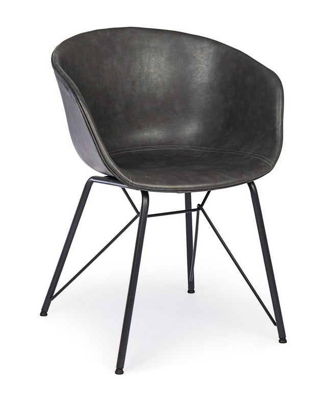 Sedia in ecopelle nera/beige WARHOL - Bizzotto