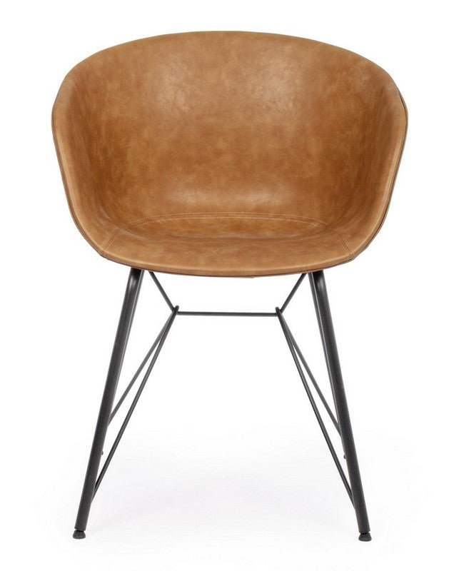 Sedia in ecopelle nera/beige WARHOL - Bizzotto