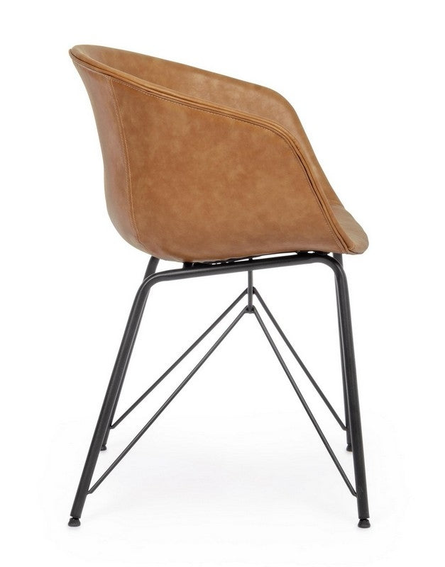 Sedia in ecopelle nera/beige WARHOL - Bizzotto
