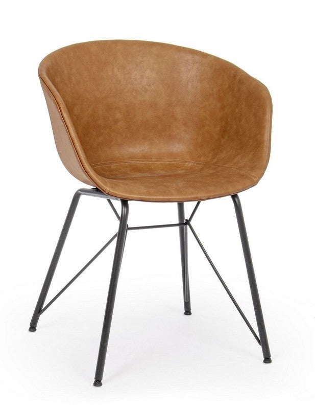 Sedia in ecopelle nera/beige WARHOL - Bizzotto