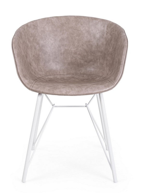 Sedia in ecopelle nera/beige WARHOL - Bizzotto