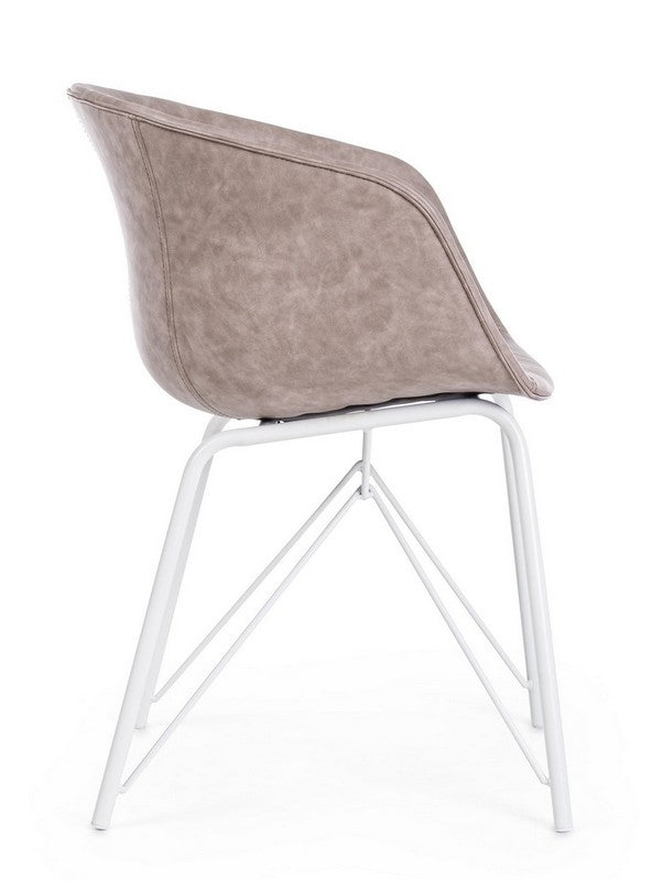 Sedia in ecopelle nera/beige WARHOL - Bizzotto