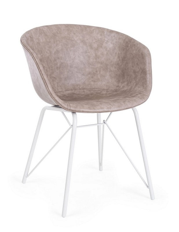 Sedia in ecopelle nera/beige WARHOL - Bizzotto