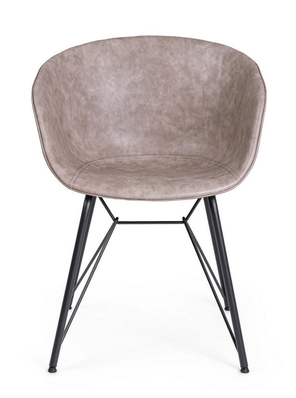 Sedia in ecopelle nera/beige WARHOL - Bizzotto