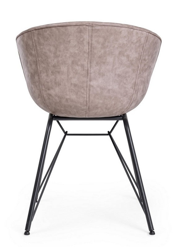 Sedia in ecopelle nera/beige WARHOL - Bizzotto