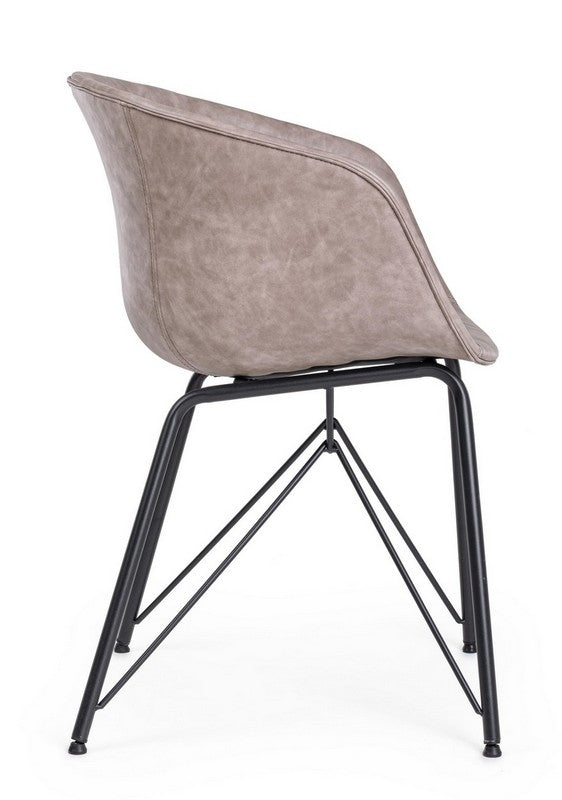 Sedia in ecopelle nera/beige WARHOL - Bizzotto