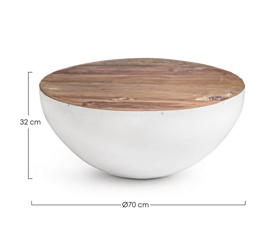 Tavolino in legno riciclato LANCASTER D70-D90 Bianco - Bizzotto