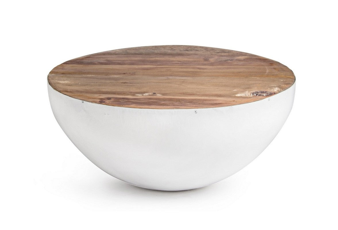 Tavolino in legno riciclato LANCASTER D70-D90 Bianco - Bizzotto