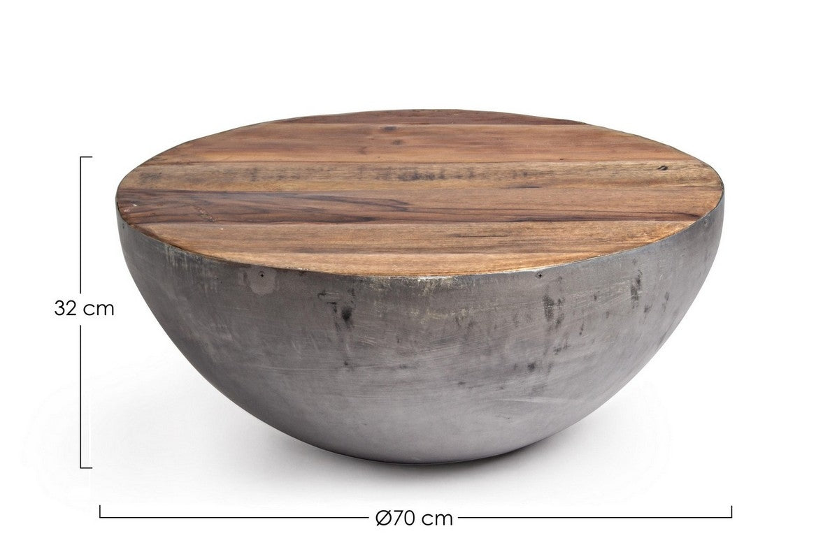 Tavolino in legno riciclato LANCASTER D70-D90 Grigio - Bizzotto