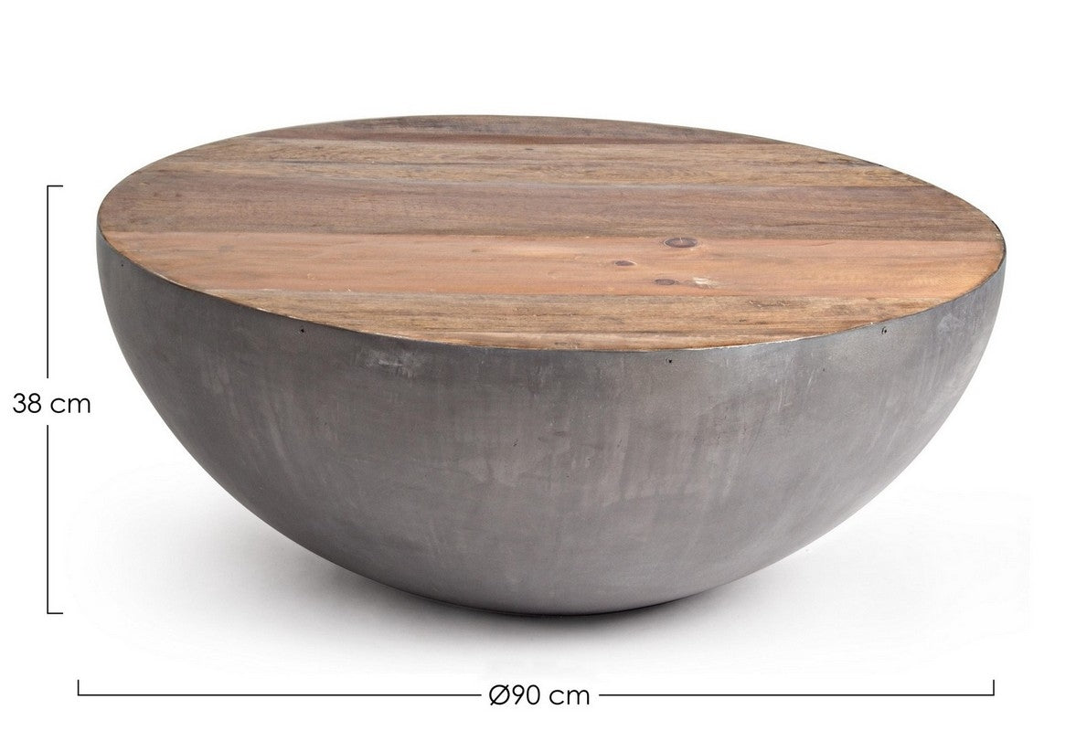 Tavolino in legno riciclato LANCASTER D70-D90 Grigio - Bizzotto