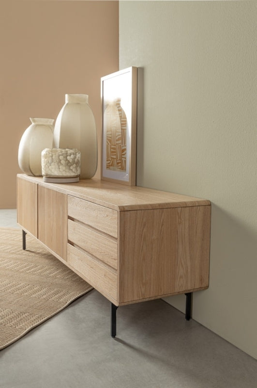 Mobile porta TV in legno finitura Nero/Naturale WIDALD - Bizzotto