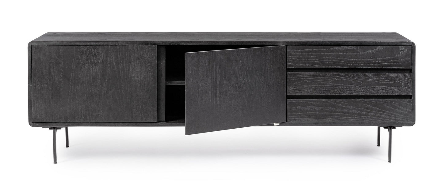Mobile porta TV in legno finitura Nero/Naturale WIDALD - Bizzotto