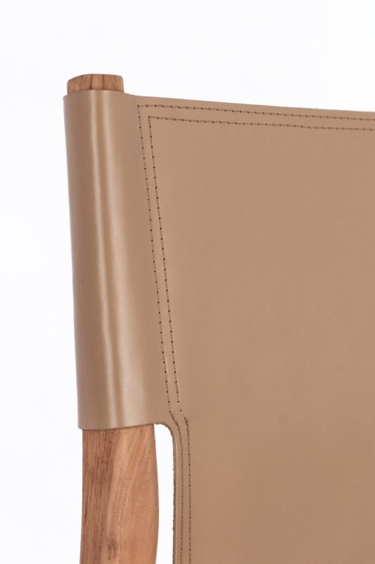 Sedia in vera pelle tortora/cognac CAROLINE - Bizzotto