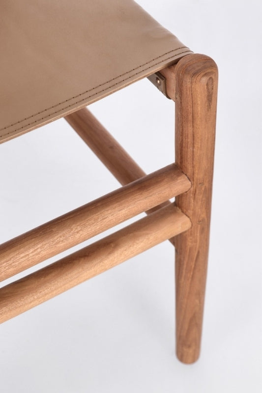 Sedia in vera pelle tortora/cognac CAROLINE - Bizzotto
