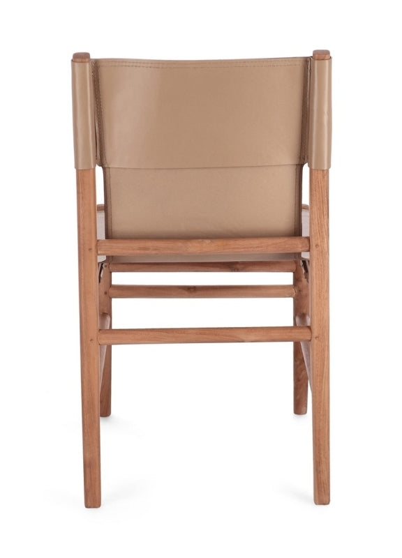 Sedia in vera pelle tortora/cognac CAROLINE - Bizzotto