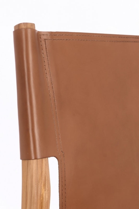 Sedia in vera pelle tortora/cognac CAROLINE - Bizzotto