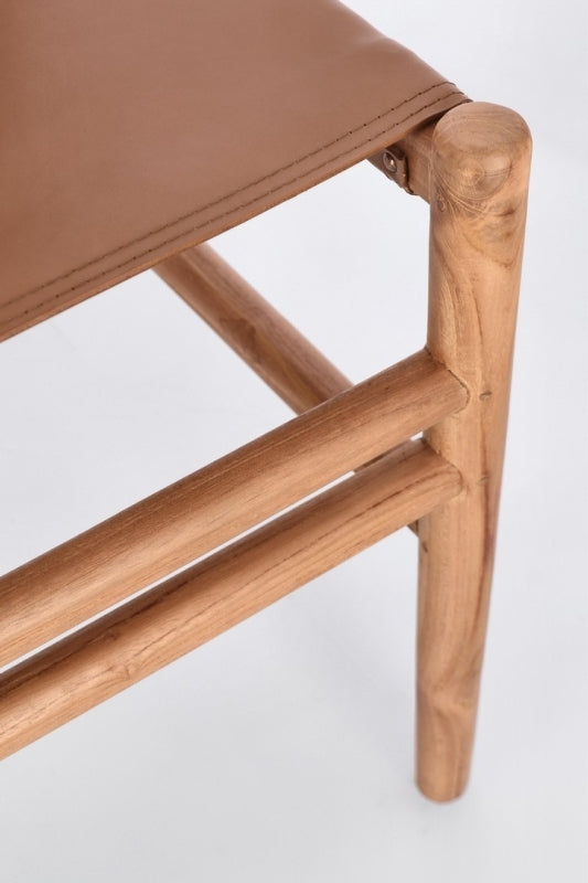 Sedia in vera pelle tortora/cognac CAROLINE - Bizzotto
