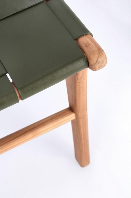 Sedia in vera pelle tortora/verde JOANNA - Bizzotto