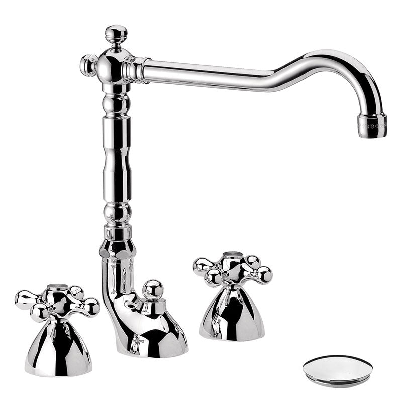 Batteria lavabo 3 fori REVIVAL con canna antica alta -V5104 - Rubinetterie DANIEL