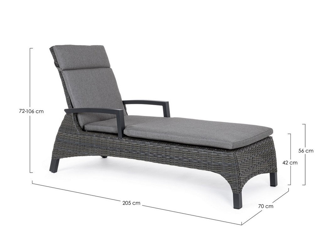 Lettino reclinabile con cuscini antracite jx55 BRITTO - Bizzotto