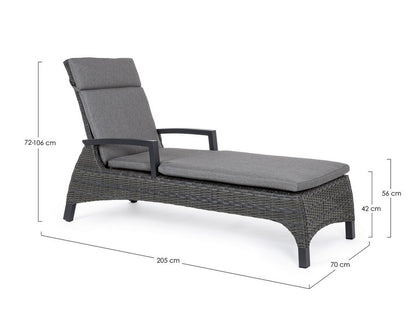 Lettino reclinabile con cuscini antracite jx55 BRITTO - Bizzotto