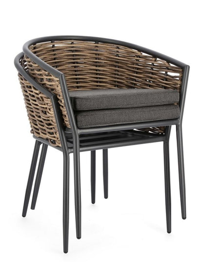 Sedia con cuscino antracite YK13 MARIBELA - Bizzotto