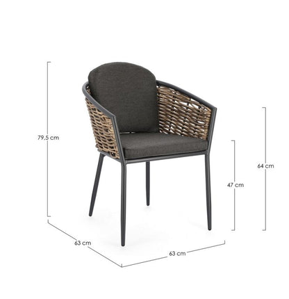 Sedia con cuscino antracite YK13 MARIBELA - Bizzotto