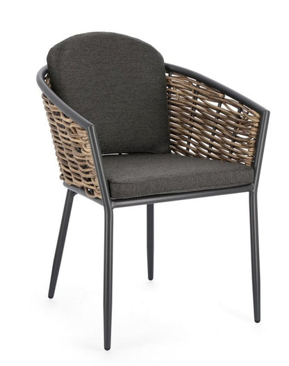 Sedia con cuscino antracite YK13 MARIBELA - Bizzotto