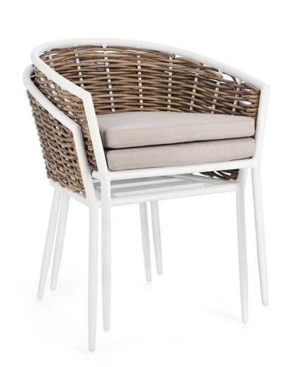 Sedia con cuscino bianco YK11 MARIBELA - Bizzotto