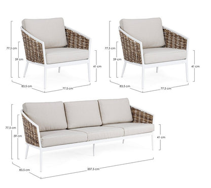 Salotto in fibra sintetica bianco yk11 MARIBELA - Bizzotto