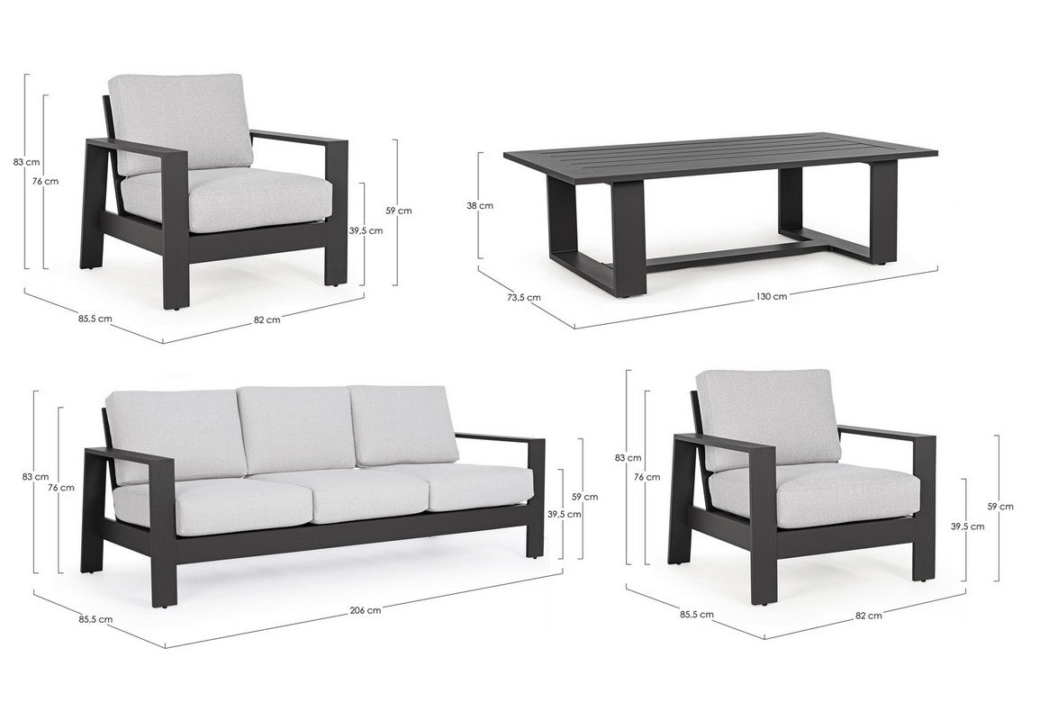 Salotto in alluminio antracite YK13 BALTIC - Bizzotto