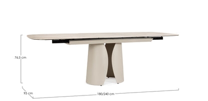 Tavolo allugabile ARDIS 180/240x95 beige chiaro - Bizzotto