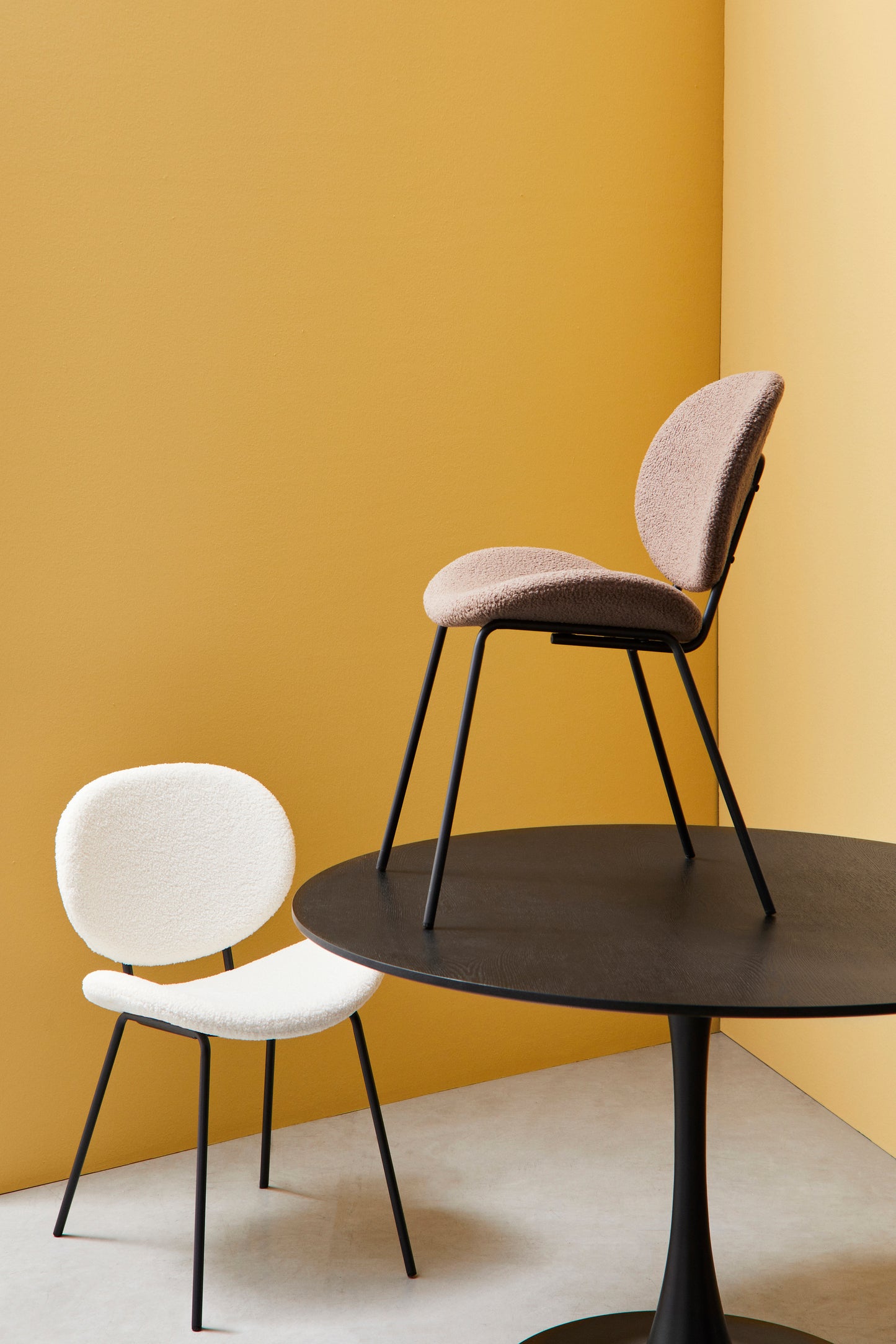 Tavolo BLOOM D120 Bianco/Nero/Veneer - Bizzotto