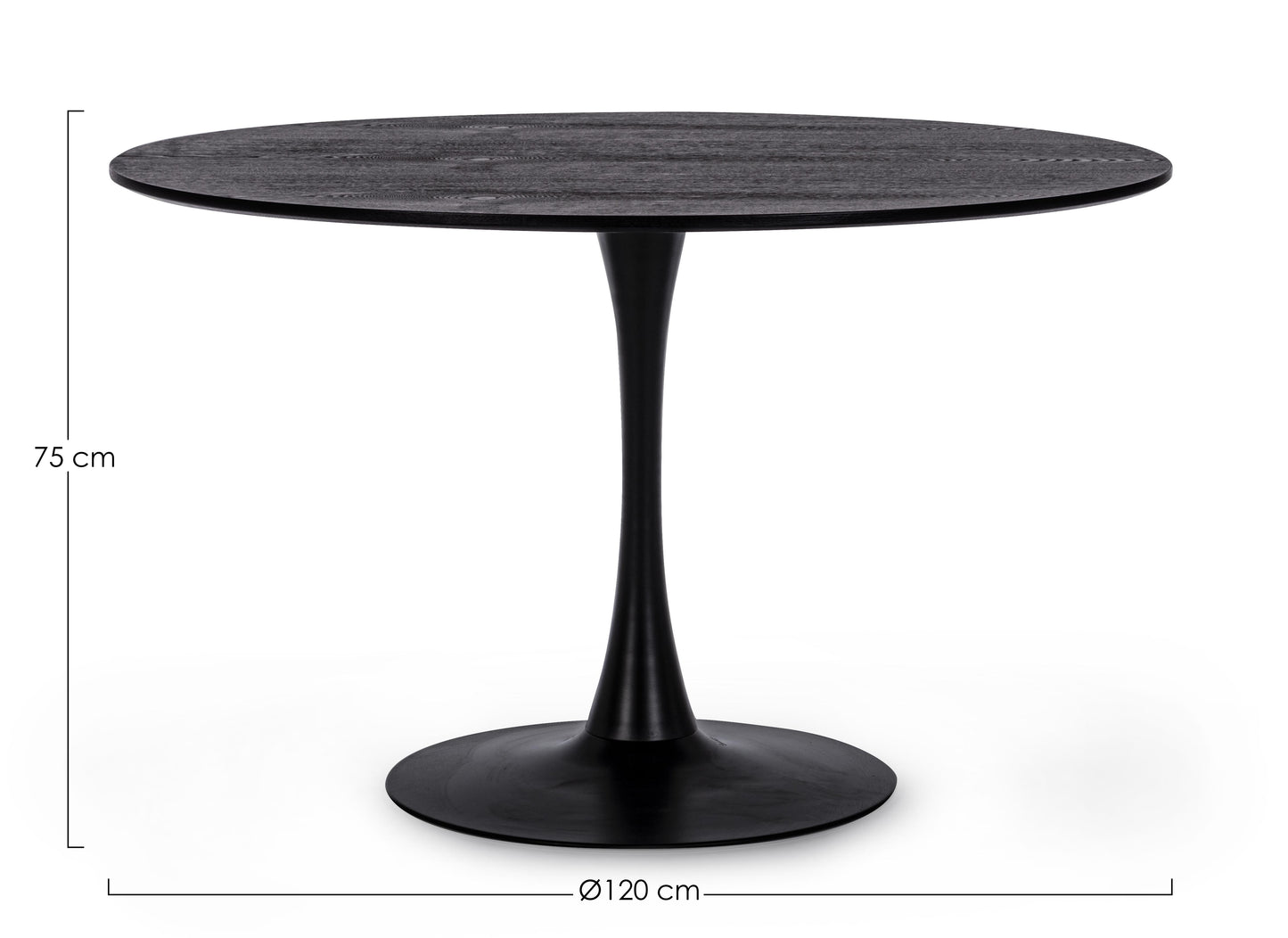 Tavolo BLOOM D120 Bianco/Nero/Veneer - Bizzotto