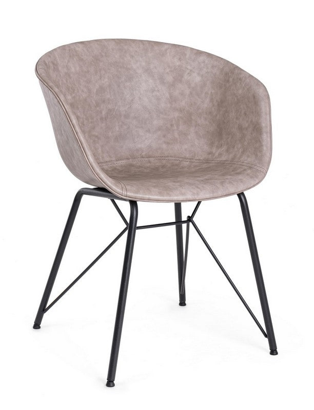 Sedia in ecopelle nera/beige WARHOL - Bizzotto