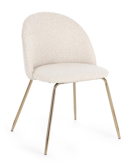 Sedia effetto bouclé TANYA gamba nera/oro - Bizzotto