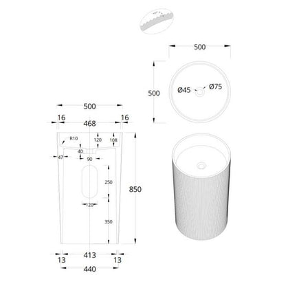 Lavabo MIDWAY freestanding art stone plissé - Lullaby