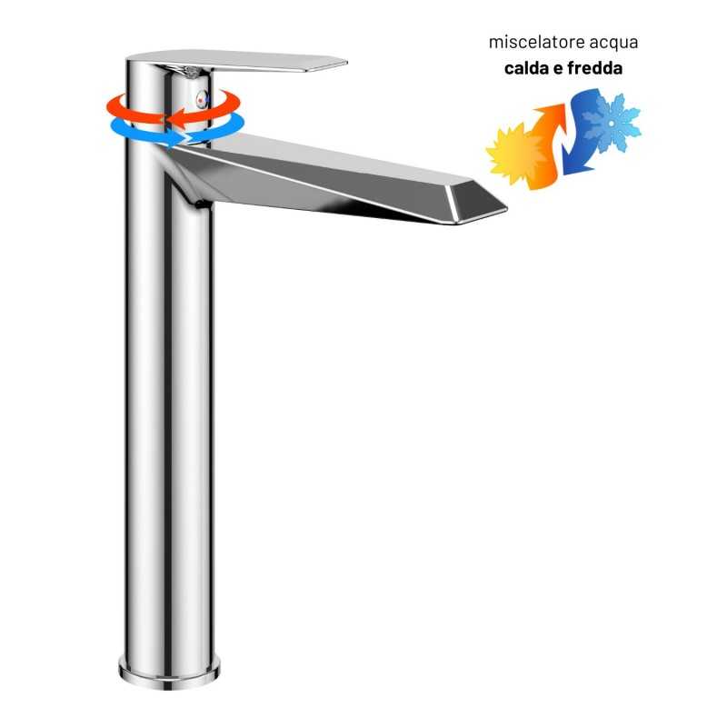Miscelatore monocomando lavabo canna alta DIAMOND cromo/nero/oro - MORINI  Rubinetteria