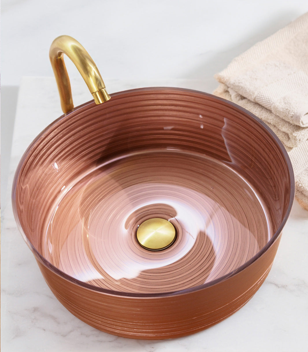 Lavabo in vetro Circle Bronze/Moka/Silver Gold - Cipì