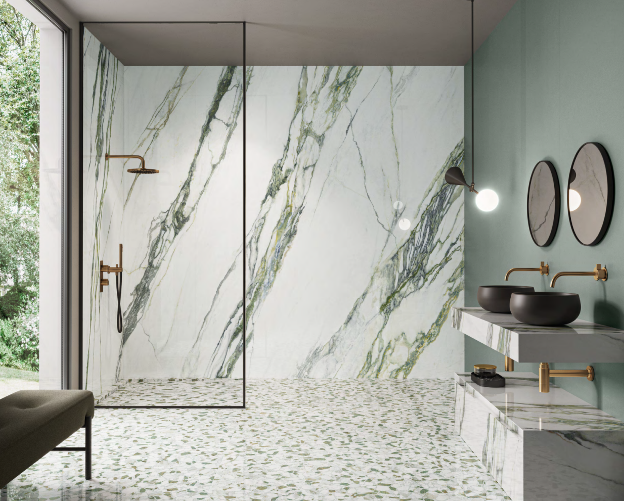 Pavimento Calacatta Green MARBLE Charm Experience - Ceramica ITALGRANITI