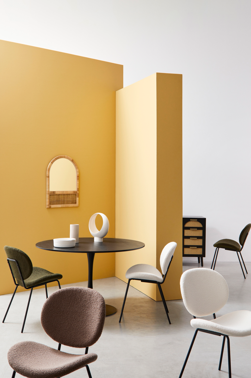 Tavolo BLOOM D120 Bianco/Nero/Veneer - Bizzotto