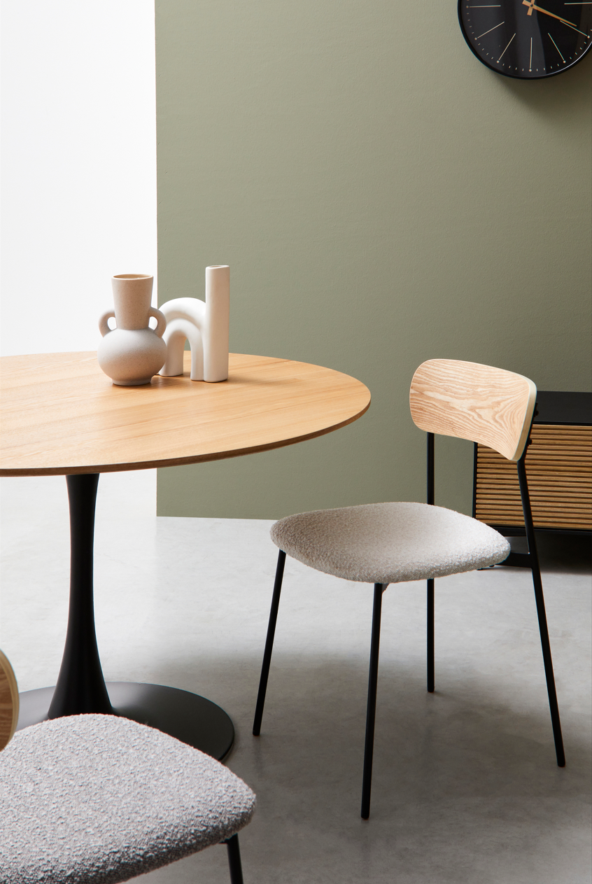 Tavolo BLOOM D120 Bianco/Nero/Veneer - Bizzotto